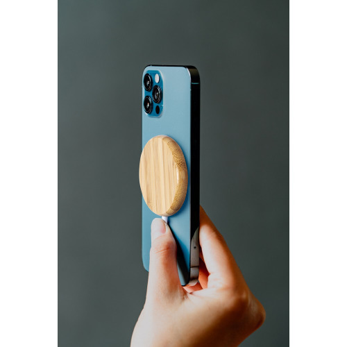 Magnetyczna bambusowa ładowarka bezprzewodowa 10W Neutralny V0167-00 (2)