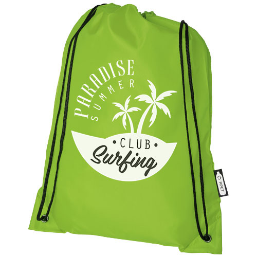 Plecak Oriole ze sznurkiem ściągającym z recyklowanego plastiku PET Limonka 12046163 (1)