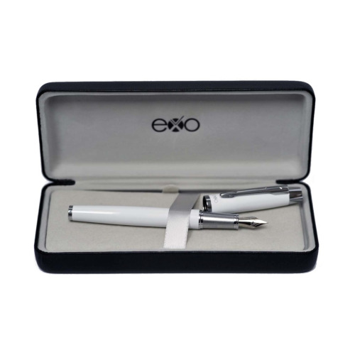 Pióro wieczne EXO Aries, biały lakier, wykończenia chromowane, etui premium Biały EXP1030.01CTFP-B 