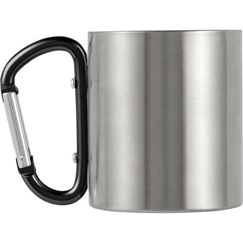 Metalowy kubek 185 ml z karabińczykiem Czarny V0646-03 