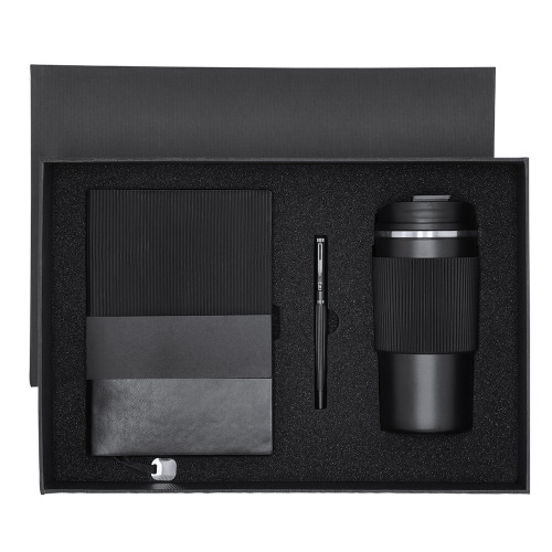 Zestaw upominkowy, kubek termiczny 470 ml, notatnik A5, pióro kulkowe, pudełko podarunkowe Czarny VA290-03 (9)