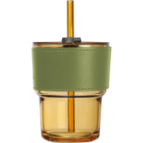 Kubek szklany ze słomką 320 ml CLEMENS żółty 8384408 (4)