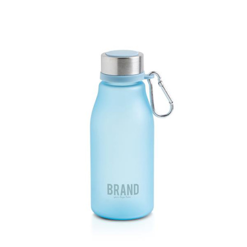 Matowa butelka RPET o pojemności 350 ml z karabińczykiem / Bijou Czarny IP37071811 (5)