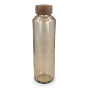 Butelka InSideOut z recyklingowanego szkła ReuuZ z drewnianym korkiem 650 ml Transparentny / brązowy