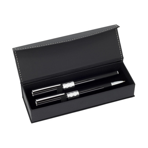 Zestaw piśmienny metalowe pióro kulkowe i długopis / Crystal Czarny IP33037411 (2)