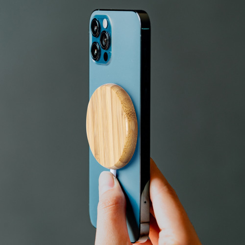 Magnetyczna bambusowa ładowarka bezprzewodowa 10W Neutralny V0167-00 (1)