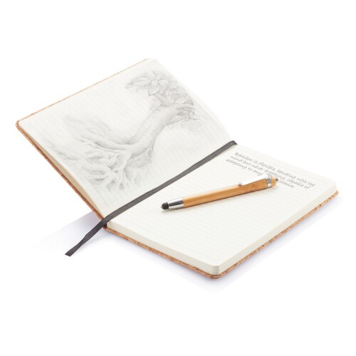 Korkowy notatnik A5, długopis, touch pen brązowy P773.779 (3)