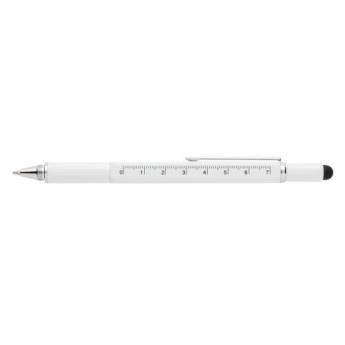 Długopis wielofunkcyjny, poziomica, śrubokręt, touch pen biały V1996-02 (5)