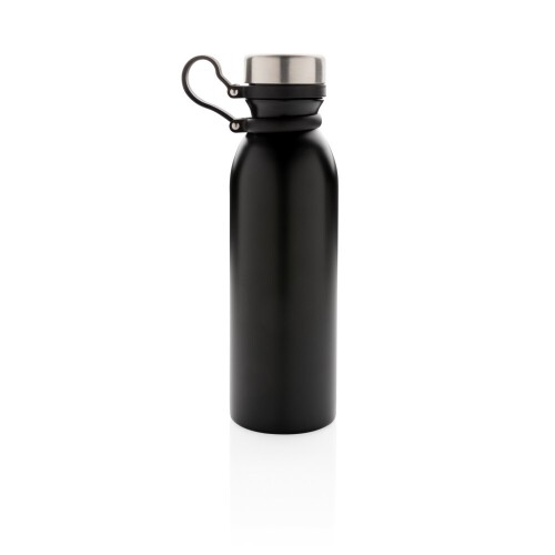 Próżniowa butelka sportowa 600 ml z silikonowym uchwytem czarny P436.711 (1)