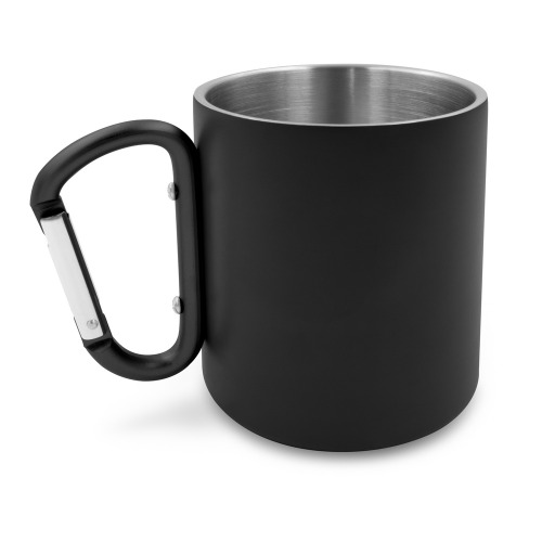 Kubek 280 ml ze stali nierdzewnej z recyklingu, z karabińczykiem | Pari Czarny V1405-03 (2)