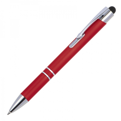 Długopis plastikowy touch pen z podświetlanym logo WORLD czerwony 089205 (2)
