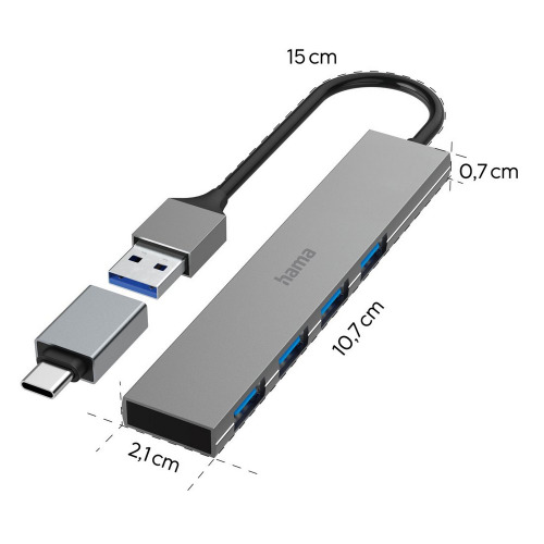 Hub USB, USB-C Hama Szary VH072-19 (4)