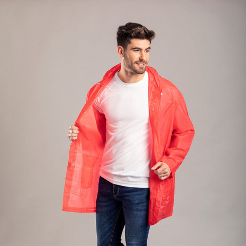 Płaszcz przeciwdeszczowy z kapturem Czerwony V4755-05 (2)