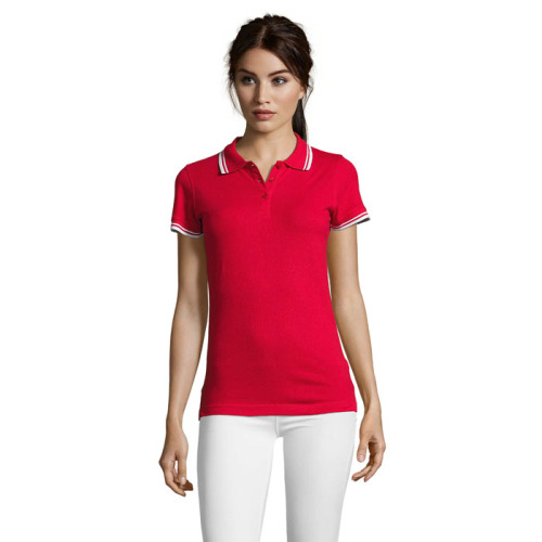 PASADENA damskie polo 200g Rojo/Blanco S00578-RE-XL 