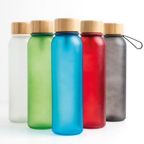 Butelka ze szkła matowego o pojemności 500 ml, z silikonowym uchwytem / Atlântida Czerwony IP37071952 (6)