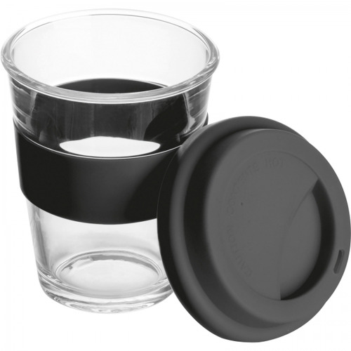 Kubek szklany z pokrywką 300 ml AMANDA Czarny 6257203 (2)