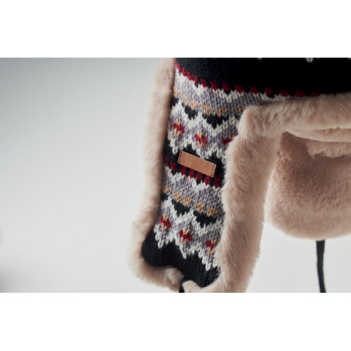 Dzianinowa czapka nauszniki Czarny MO2688-03 (8)