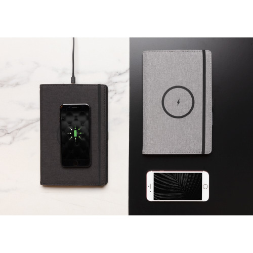 Notatnik A5 RPET, ładowarka bezprzewodowa 5W Air Czarny P774.061 (7)