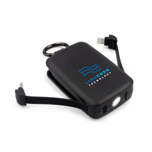 Power bank 4000 mAh, karabińczyk i lampka 1W | Dimetrice Czarny