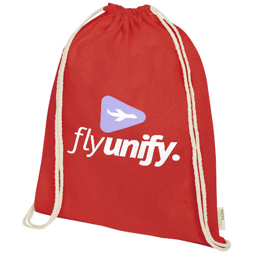 Plecak ściągany sznurkiem Orissa z bawełny organicznej z certyfikatem GOTS o gramaturze 140 g/m² Czerwony 12061221 (1)