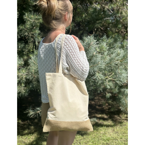 Torba bawełniana z jutowym dnem 140 g/m2 DOREEN Biały 6139906 (4)