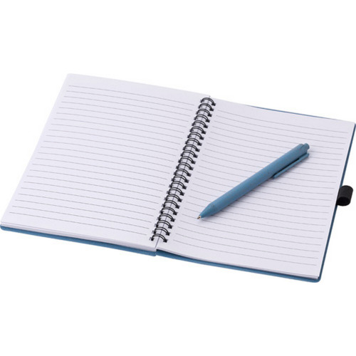 Notatnik ok. A5 ze słomy pszenicznej z długopisem niebieski V0238-11 (1)