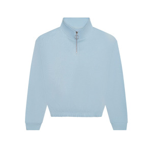 Bluza Damska Krotka Oversize Bawełniana z Zamkiem