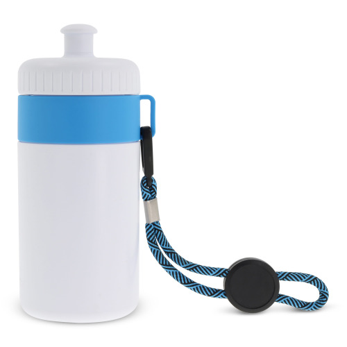 Bidon Sportowy Z Obwódka I Kolorowym Sznurkiem 500ml Biały / jasnoniebieski LT98785-N0112 