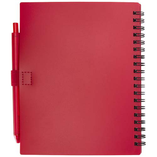 Niove zestaw notatnik w miękkiej okładce z tworzyw sztucznych pochodzących z recyklingu i długopis (niebieski tusz) Czerwony 10629821 (3)