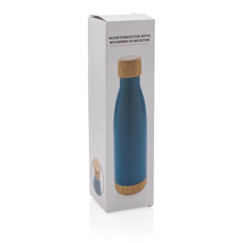 Butelka termiczna 700 ml, bambusowy element niebieski P436.795 (8)