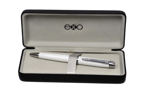 Długopis EXO Aries, biały lakier, wykończenia chromowane, etui premium biały EXP1030.01CTBP-B (1)