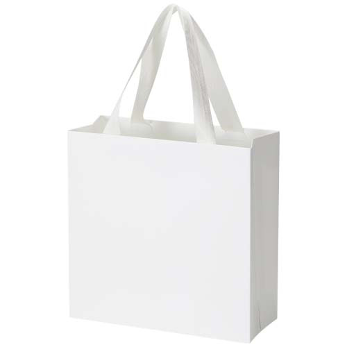 Torba papierowa Smartfold 210 g/m² z uchwytami ze wstążki i matowym laminowaniem – 24 x 10 x 24 cm Biały 1ZM01601 (2)