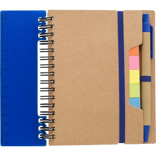 Zestaw do notatek, notatnik, długopis, linijka, karteczki samoprzylepne niebieski V2991-11 (1)