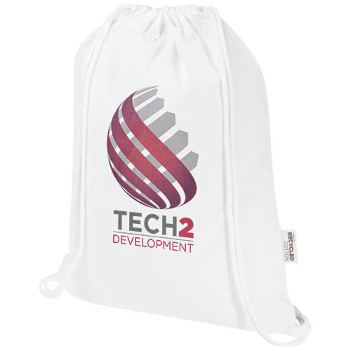 Peru Blend torba ściągana sznurkiem z materiału z recyklingu z certyfikatem GRS o gramaturze 180 g/m², 5 l Biały 12079101 (2)