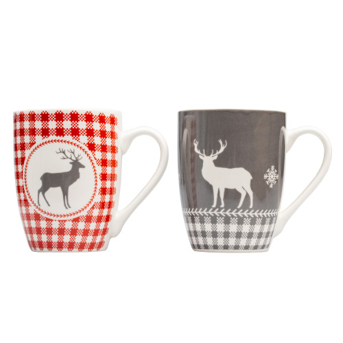 Zestaw 2 świątecznych kubków porcelanowych 300 ml ANKARA Wielokolorowy 2536mc 