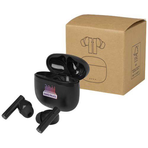 Alterf zestaw słuchawkowy True Wireless z technologią Bluetooth® z tworzyw sztucznych pochodzących z recyklingu i silikonowymi końcówkami dousznymi Czarny 12448290 (1)