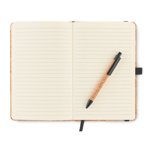 Notatnik A5, długopis z korka czarny MO6202-03 (1)