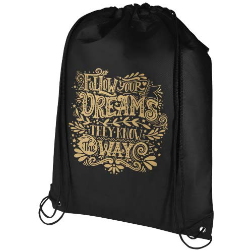 Evergreen torba ściągana sznurkiem o pojemności 5 l z włókiny z recyklingu z certyfikatem GRS Czarny 13008090 (1)