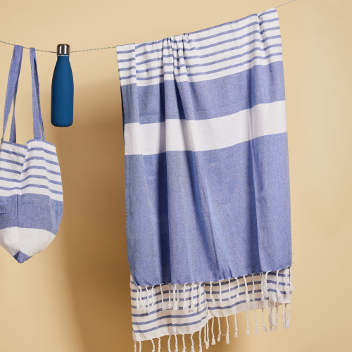 Sagaform Ella Duży ręcznik hamam 145x250cm Niebieski LT52010-N0011 (1)