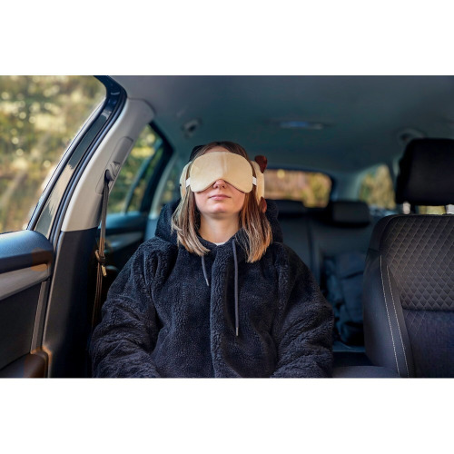 Pluszowy pies, zagłówek podróżny, maska na oczy | Atta Beżowy HE848-20 (1)