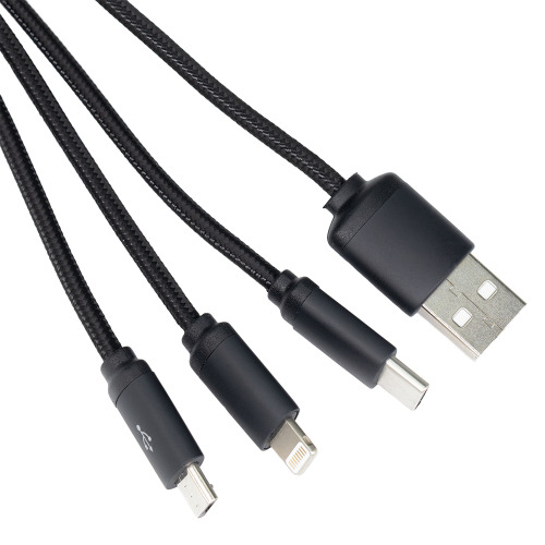 Długi kabel 3w1 z podświetlanym logo, W201TG Czarny EG053403 (2)