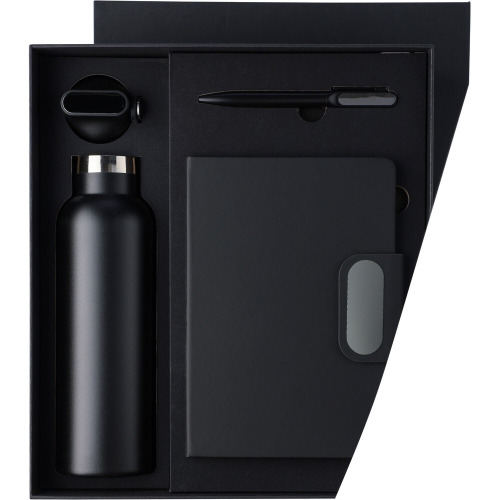 Zestaw upominkowy, termos, długopis, notatnik, pudełko upominkowe Czarny VA586-03 (10)