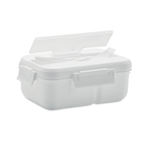 Lunch box ze sztućcami z PP biały MO6646-06 (1)