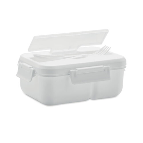 Lunch box ze sztućcami z PP biały MO6646-06 (1)