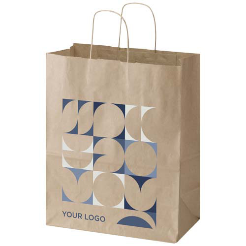Kraft torba papierowa 80–90 g/m2 ze skręcanymi uchwytami — 25 x 15 x 32 cm Kraftowy brąz 1PQ01306 