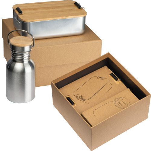 Zestaw lunch box i butelka 300 ml QUEBEC Wielokolorowy 3571mc (1)