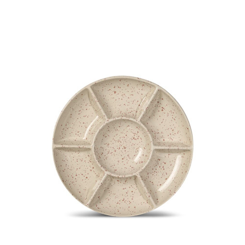 Talerz do serwowania DITTE, beżowy/bordowy Beżowy/bordowy 5018649- 