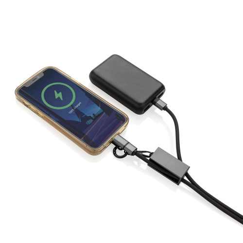 Kabel do ładowania 2 w 1, smycz na telefon Terra Szary P302.5402 (6)