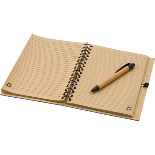 Bambusowy notatnik A5, długopis drewno V0200-17 