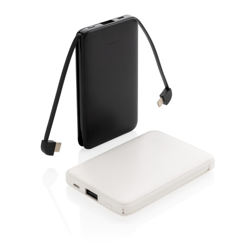 Power bank 5000 mAh, zintegrowany kabel 3 w 1 Biały P322.083 (8)